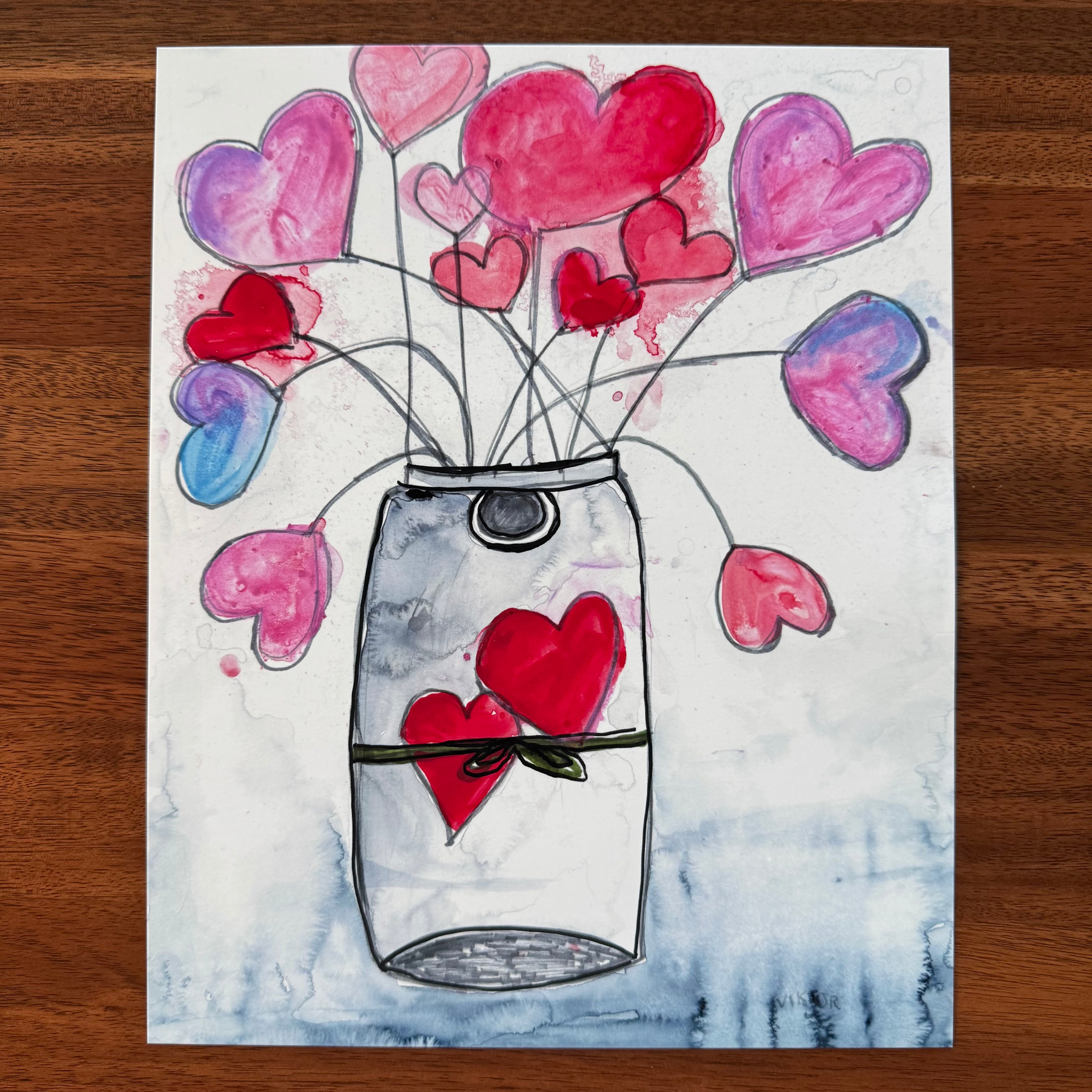 Valentine Hearts No IV - ORIGINAL 14x17”