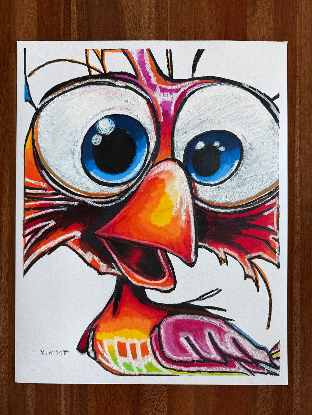 A Splash of Fire - ORIGINAL OIL PASTEL ARTWORK - 19x24" (video attached)