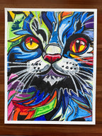 Vibrant Cat - ORIGINAL OIL PASTEL ARTWORK - 19x24" (video attached)