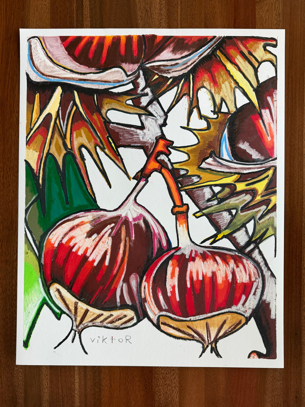 Chestnuts - ORIGINAL OIL PASTEL ARTWORK - 19x24" (video attached)