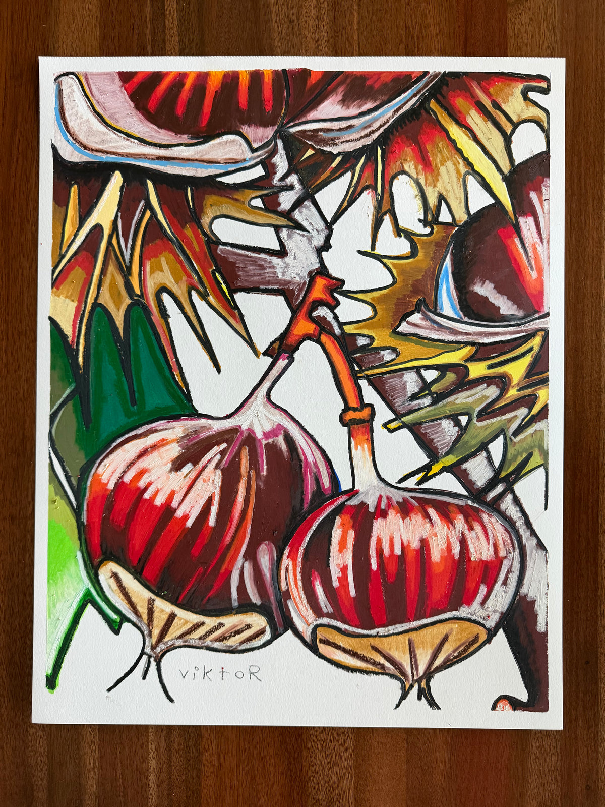Chestnuts - ORIGINAL OIL PASTEL ARTWORK - 19x24" (video attached)
