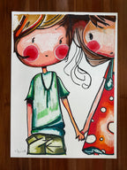 A Secret Crush - ORIGINAL OIL PASTEL ARTWORK - 22x30"