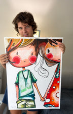 A Secret Crush - ORIGINAL OIL PASTEL ARTWORK - 22x30"