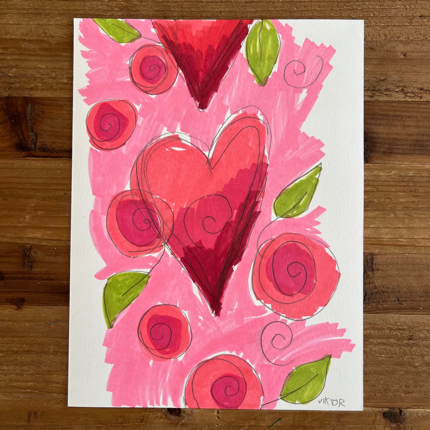 Valentine Heart - ORIGINAL 9x12”