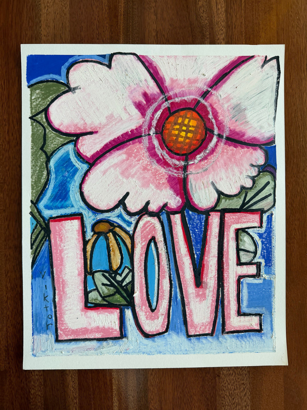 Love in Bloom - ORIGINAL OIL PASTEL ARTWORK - 14x17"