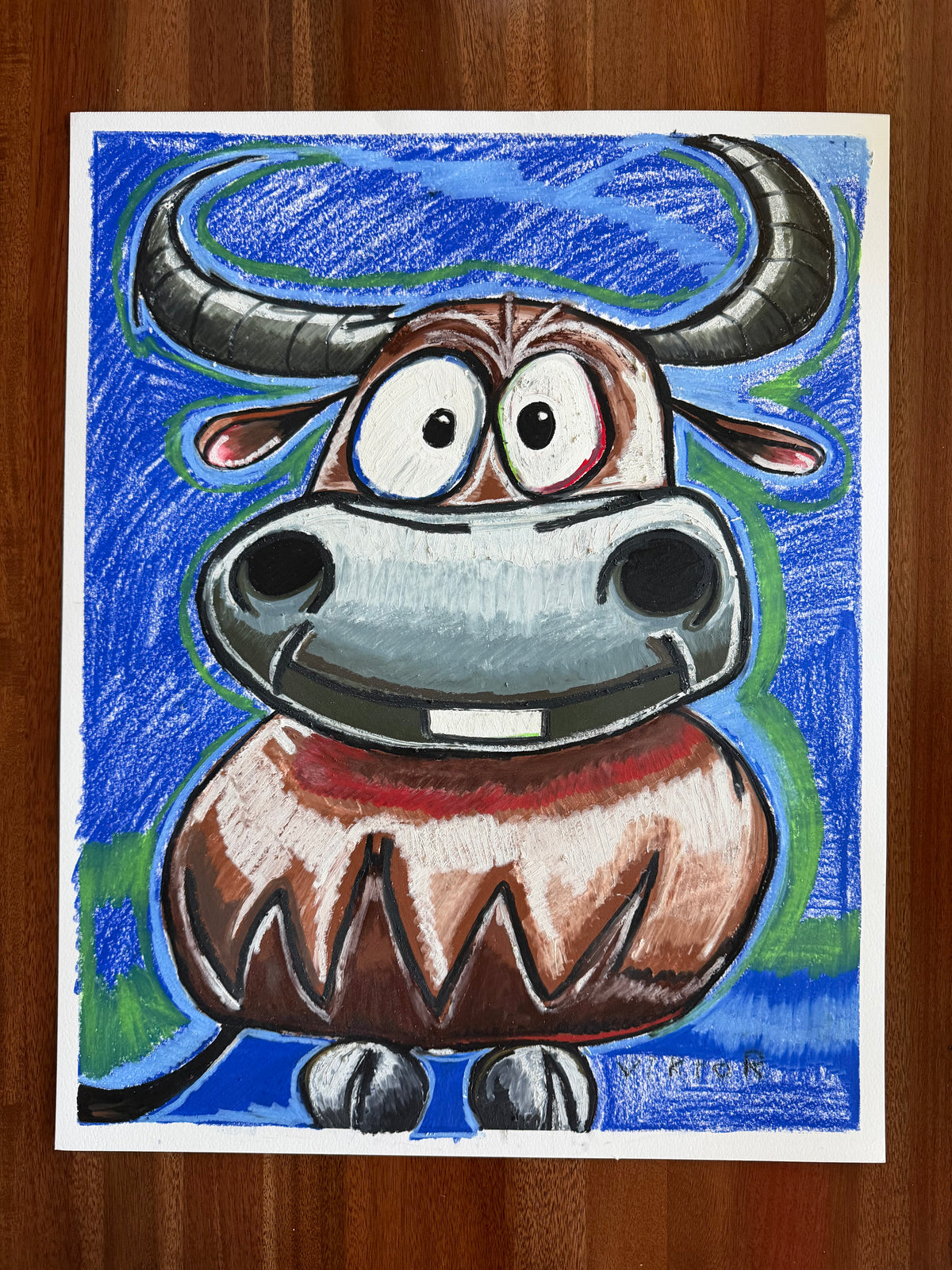 Sweet Bull-onny - ORIGINAL OIL PASTEL ARTWORK - 19x24"