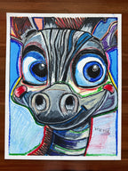Baby Zebra - ORIGINAL OIL PASTEL ARTWORK - 19x24" (video attached)