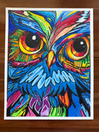 Vibrant Owl - ORIGINAL OIL PASTEL ARTWORK - 19x24" (video attached)