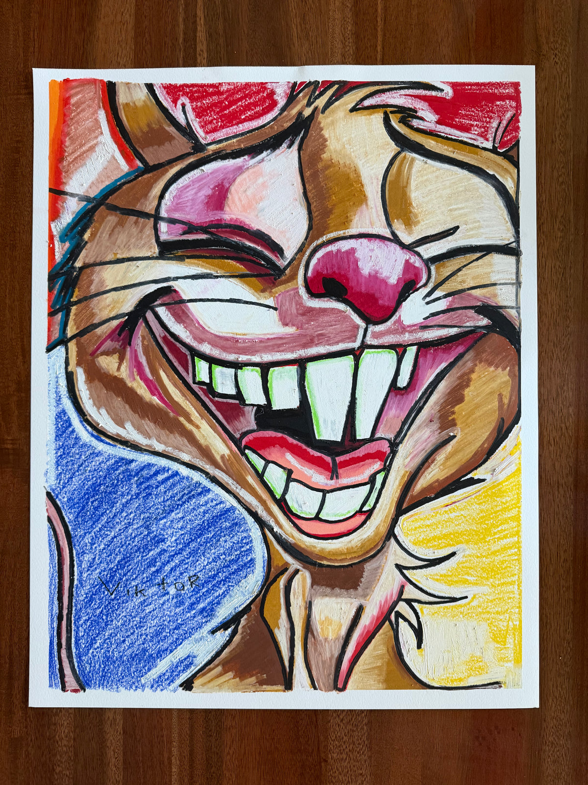 Cheese, Please! - ORIGINAL OIL PASTEL ARTWORK - 19x24" (video attached)