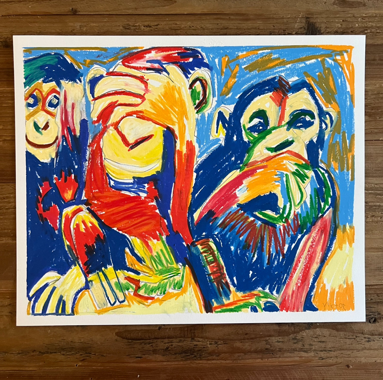 The Abstract Wise Monkeys  - ORIGINAL  14x17”