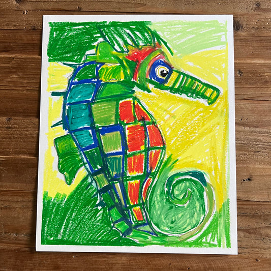 The Green Seahorse - ORIGINAL  14x17”