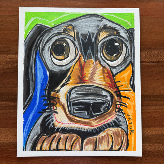 The Cute Dachshund - ORIGINAL  14x17”