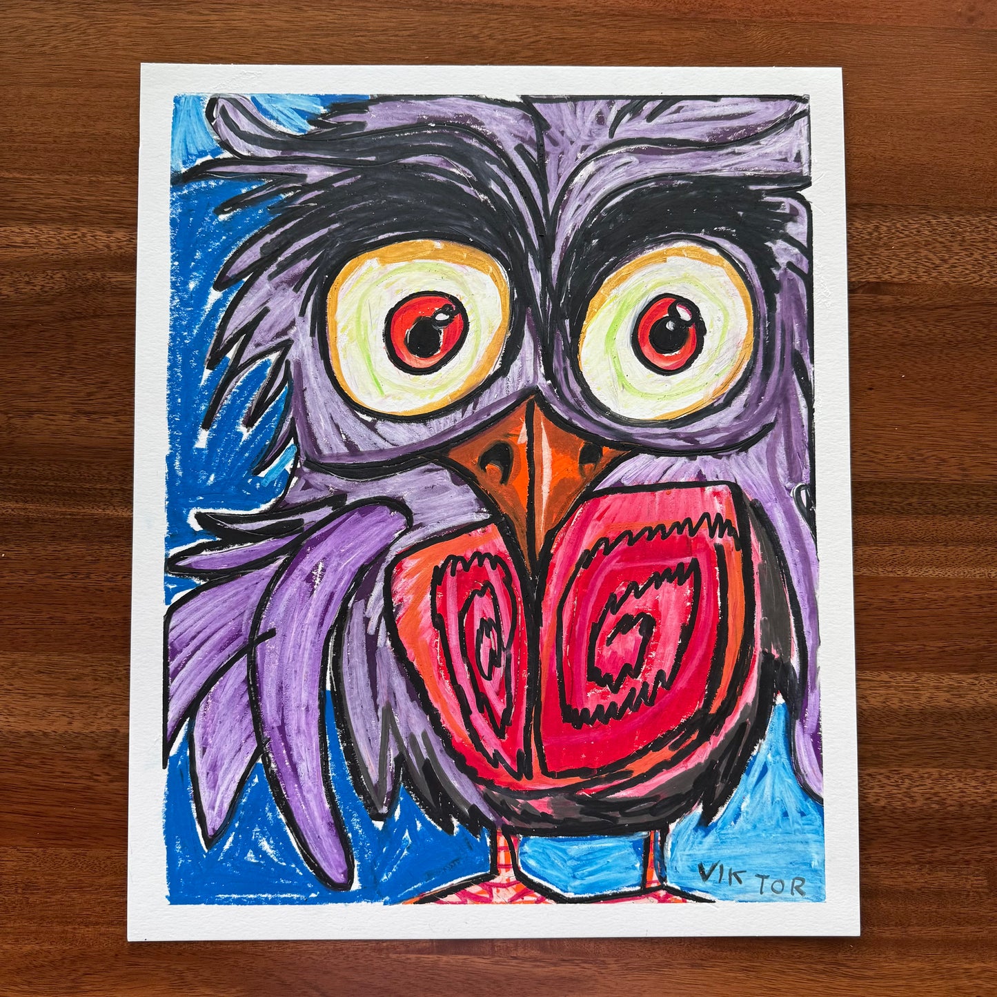 Purple Owl - ORIGINAL  14x17”