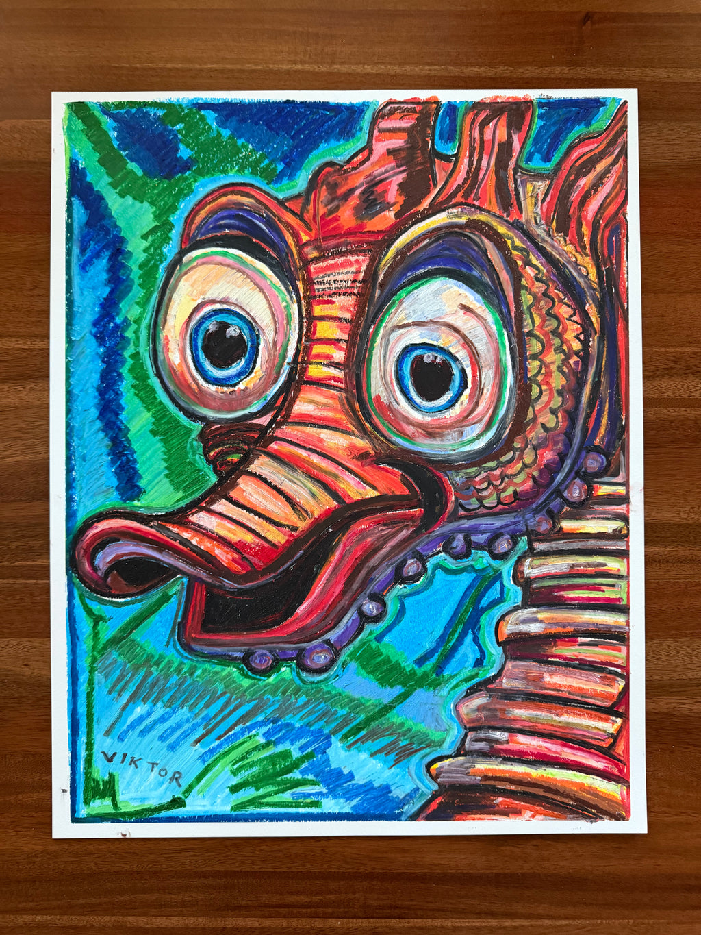 Sea Stallion - ORIGINAL OIL PASTEL ARTWORK - 19x24" (video attached)