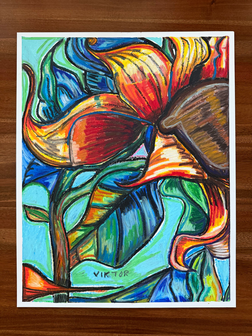 The Golden Glow - ORIGINAL OIL PASTEL ARTWORK - 19x24" (video attached) - Vichy's Art