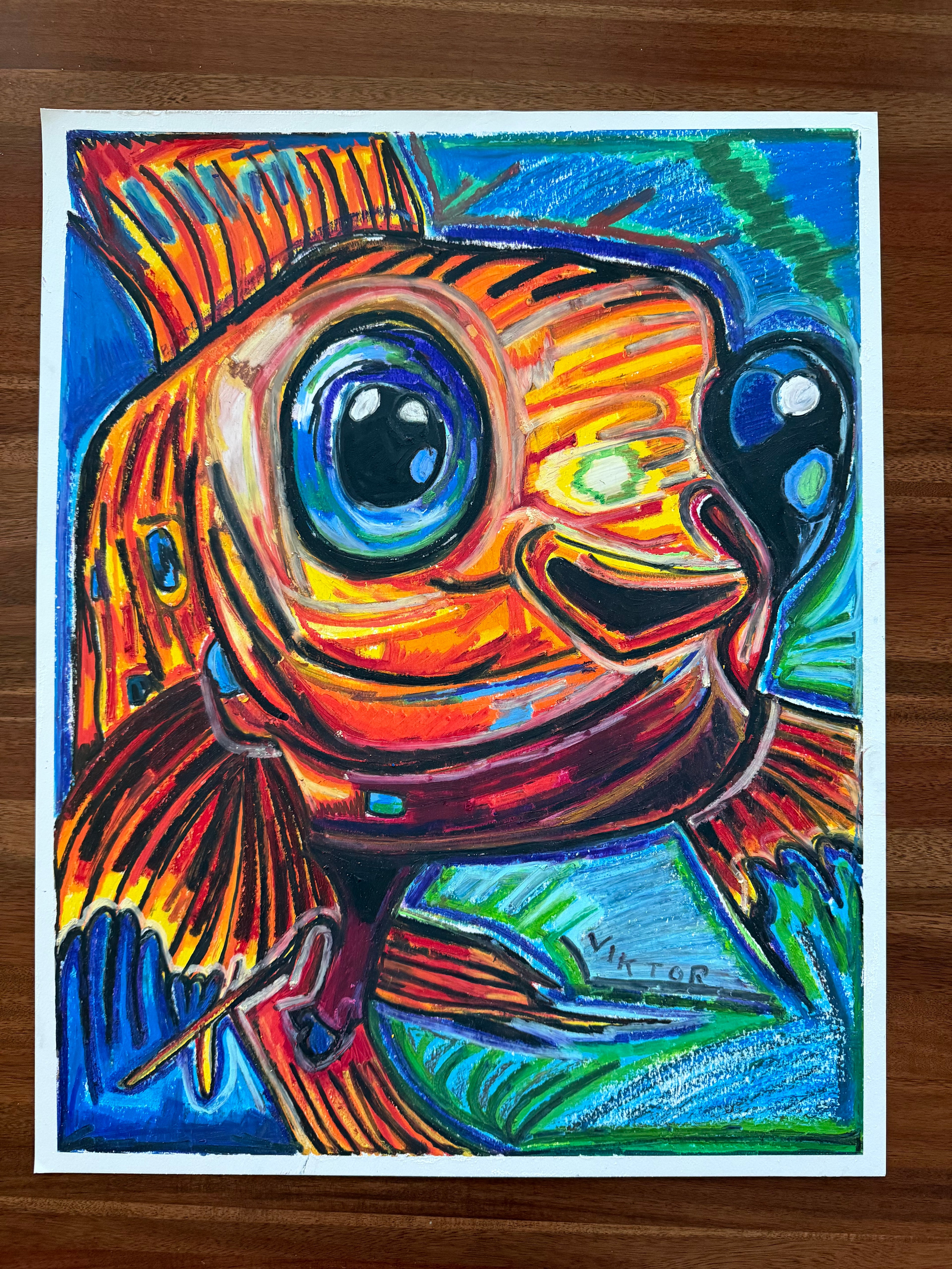 Golden Glow - ORIGINAL OIL PASTEL ARTWORK - 19x24" (video attached) - Vichy's Art