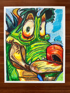 Green Dragon - ORIGINAL OIL PASTEL ARTWORK - 19x24" (video attached)