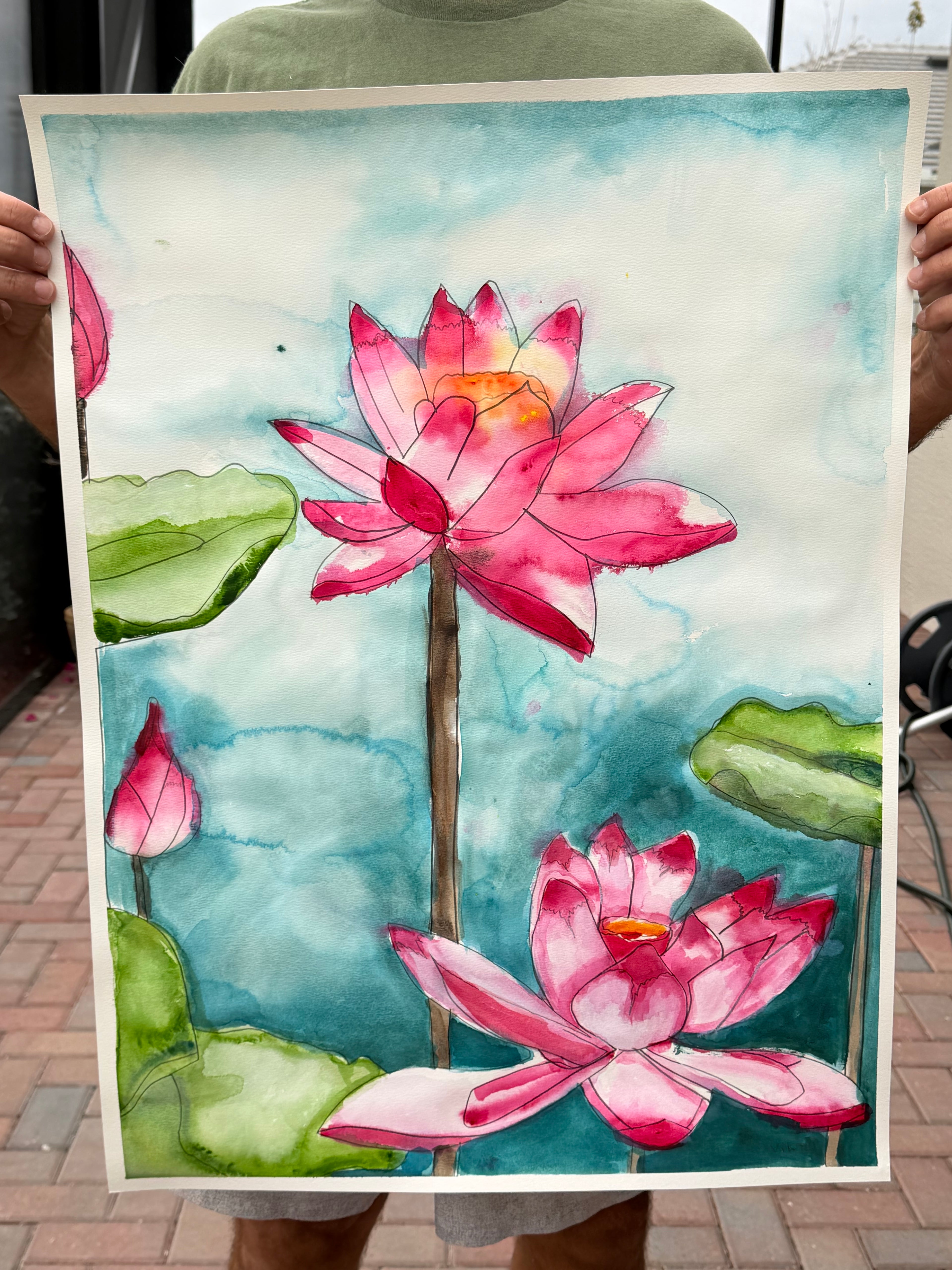 Lotus Bloom- ORIGINAL Watercolor artwork 22x30”