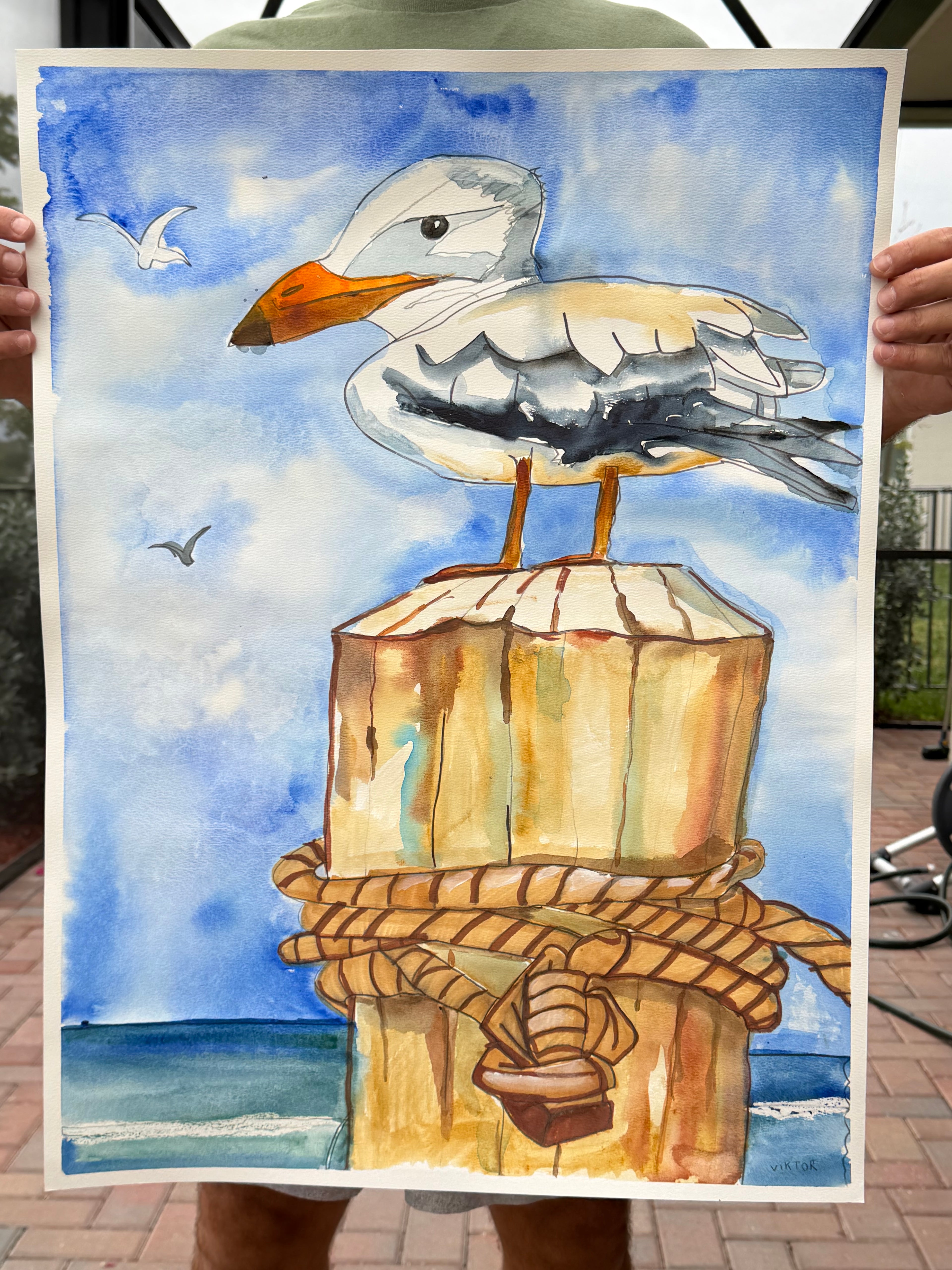 Ocean's Ambassador - ORIGINAL Watercolor artwork 22x30”