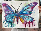 Purple Wings - ORIGINAL Watercolor artwork 30x22” - Vichy's Art