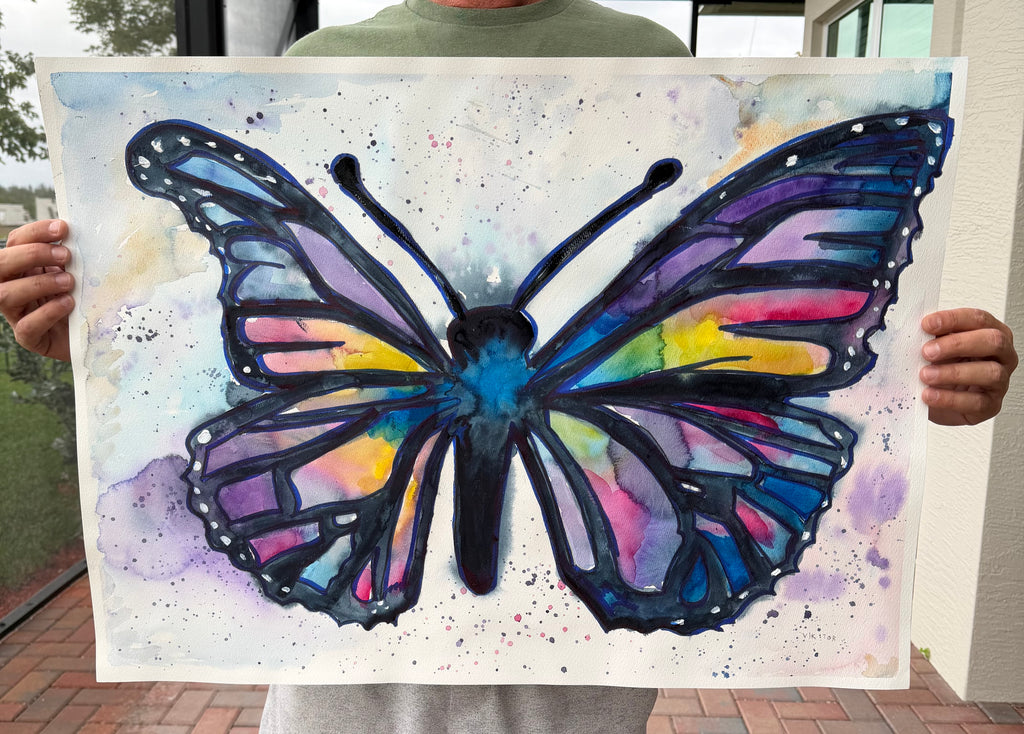 Papillon - ORIGINAL Watercolor artwork 30x22” - Vichy's Art