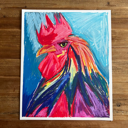 The Colorful Rooster - ORIGINAL  14x17”