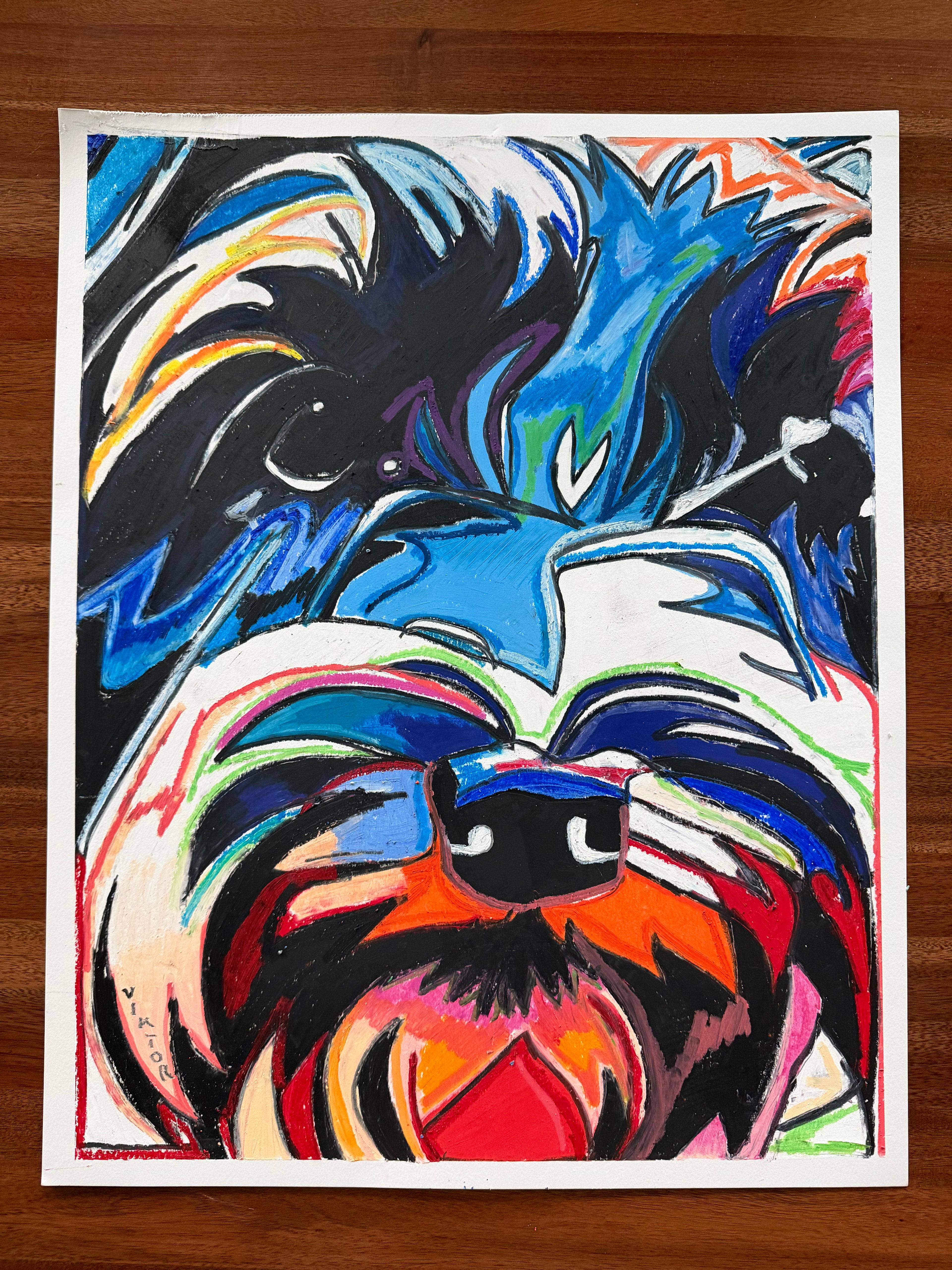 Celestial Companion - ORIGINAL OIL PASTEL ARTWORK - 19x24" (video attached)