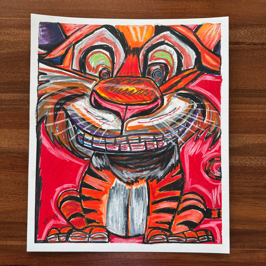 Happy Tiger - ORIGINAL 16x19”