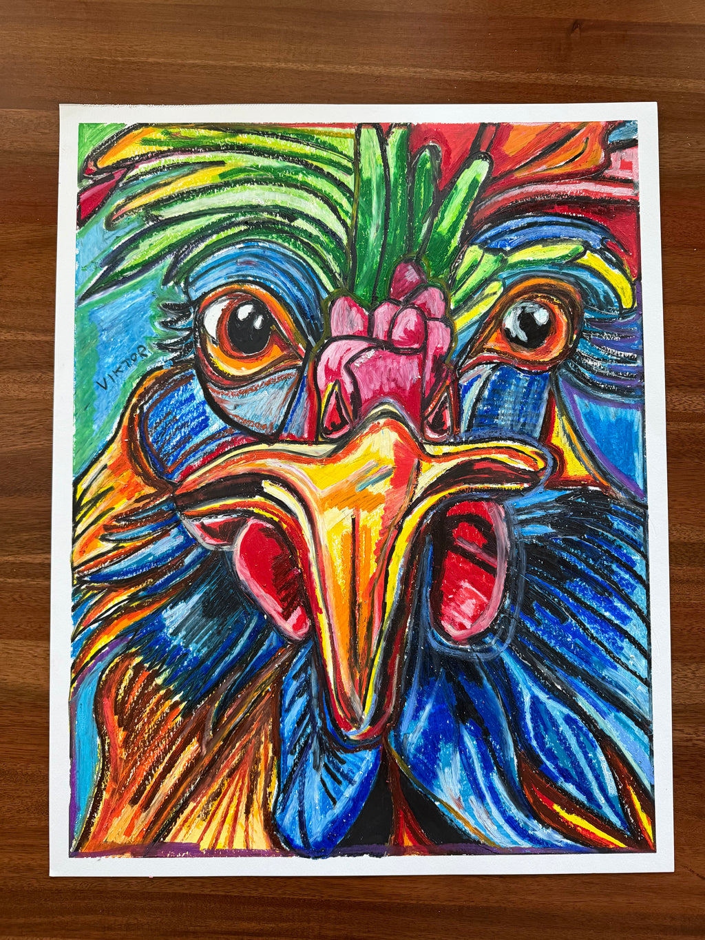 Feathered Fusion - ORIGINAL OIL PASTEL ARTWORK - 19x24" (video attached)