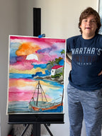 Sailing into the Sunset - ORIGINAL Watercolor artwork 22x30” - Vichy's Art