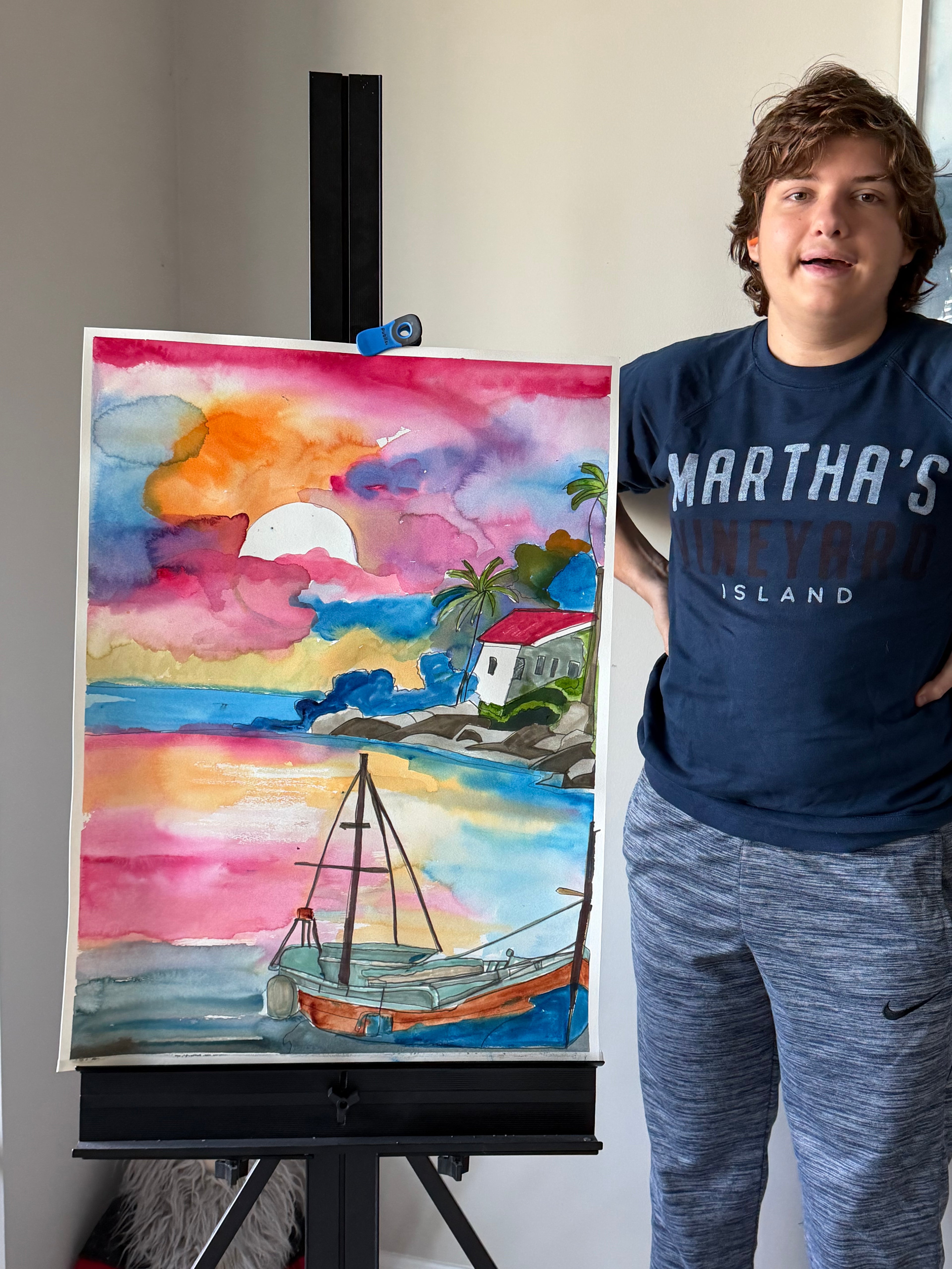 Sailing into the Sunset - ORIGINAL Watercolor artwork 22x30”