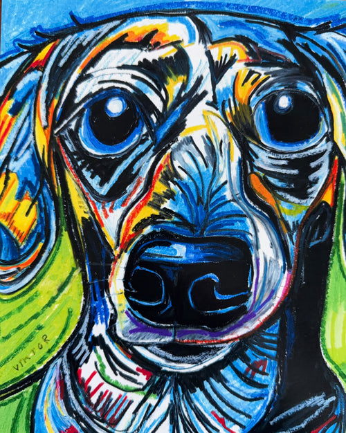 Blue Doxie - Art Prints - Vichy's Art