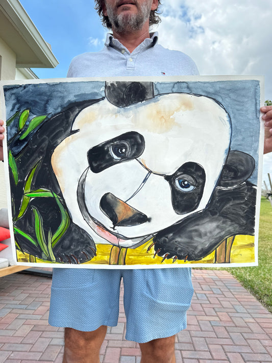 Cute Panda (Watercolor I) - ORIGINAL  30x22”