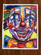 Lady Clown - ORIGINAL OIL PASTEL ARTWORK - 19x24" (video attached) - Vichy's Art