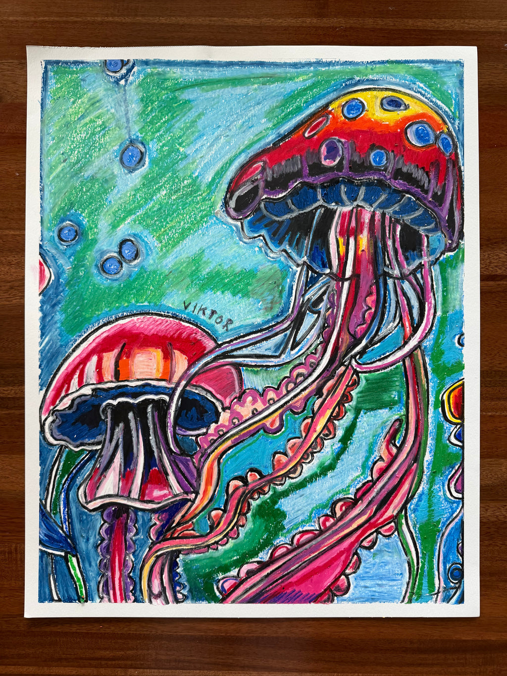 Jellyfish Serenade - ORIGINAL OIL PASTEL ARTWORK - 19x24" (video attached)