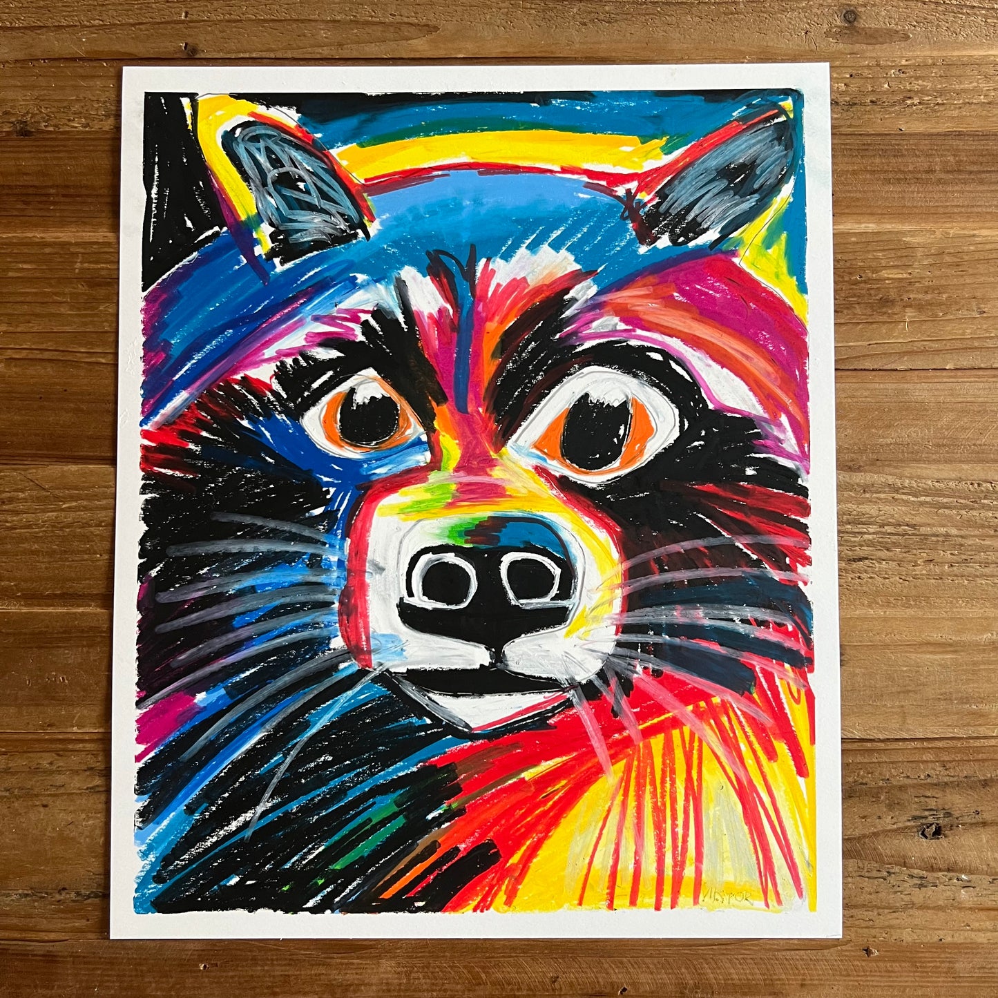 Colorful Raccoon  - ORIGINAL  14x17”