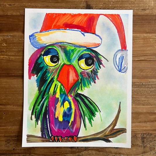 Holiday Owl - ORIGINAL 11x14"