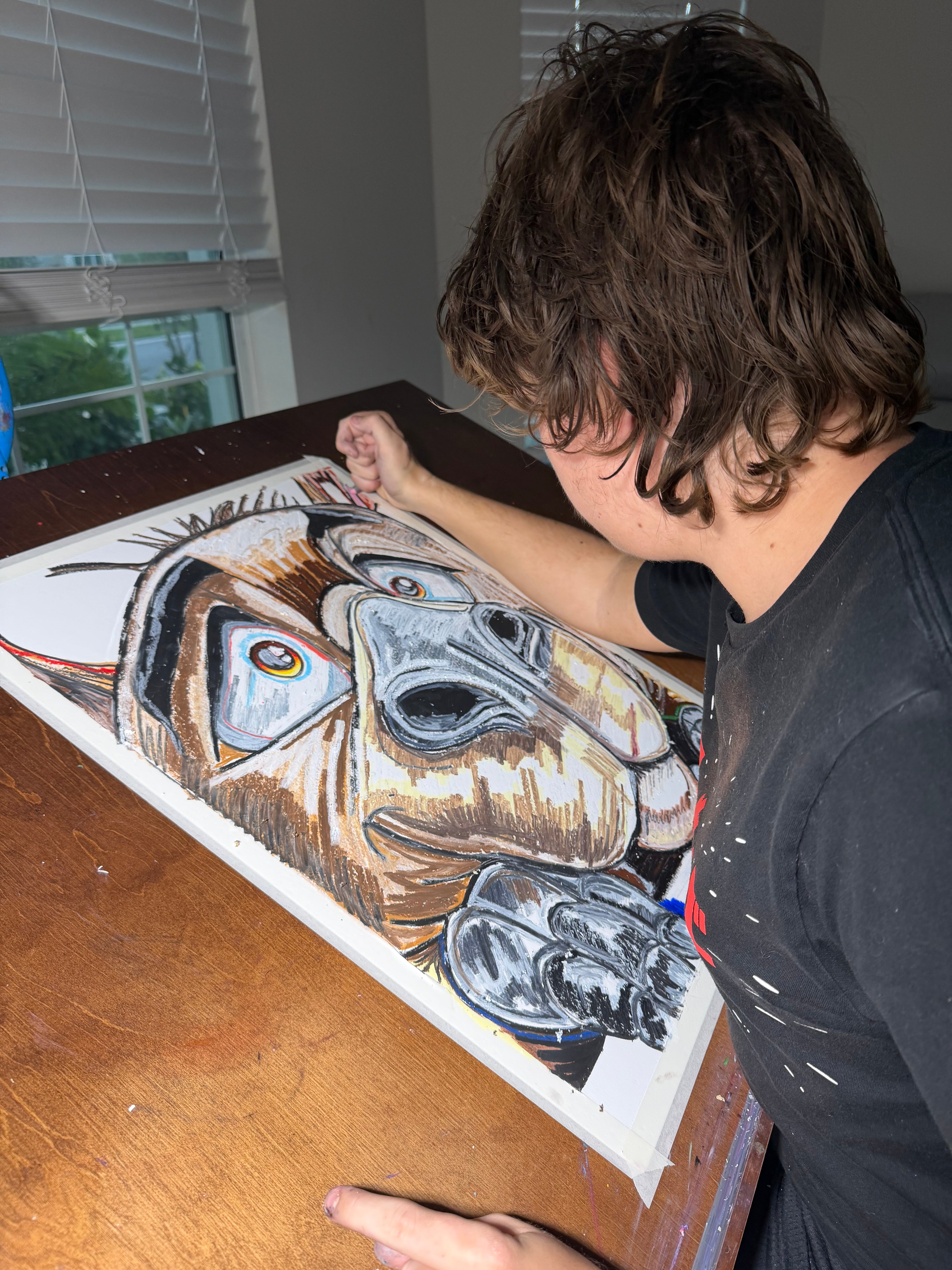 Capybara - ORIGINAL OIL PASTEL ARTWORK - 19x24" (video attached)