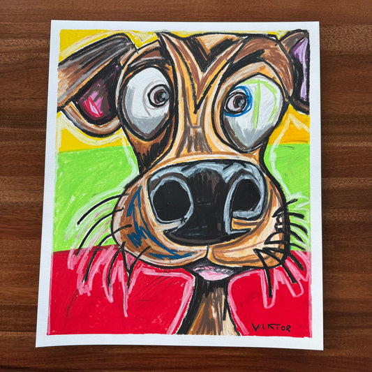 Dog (with Flag) - ORIGINAL 16x19”