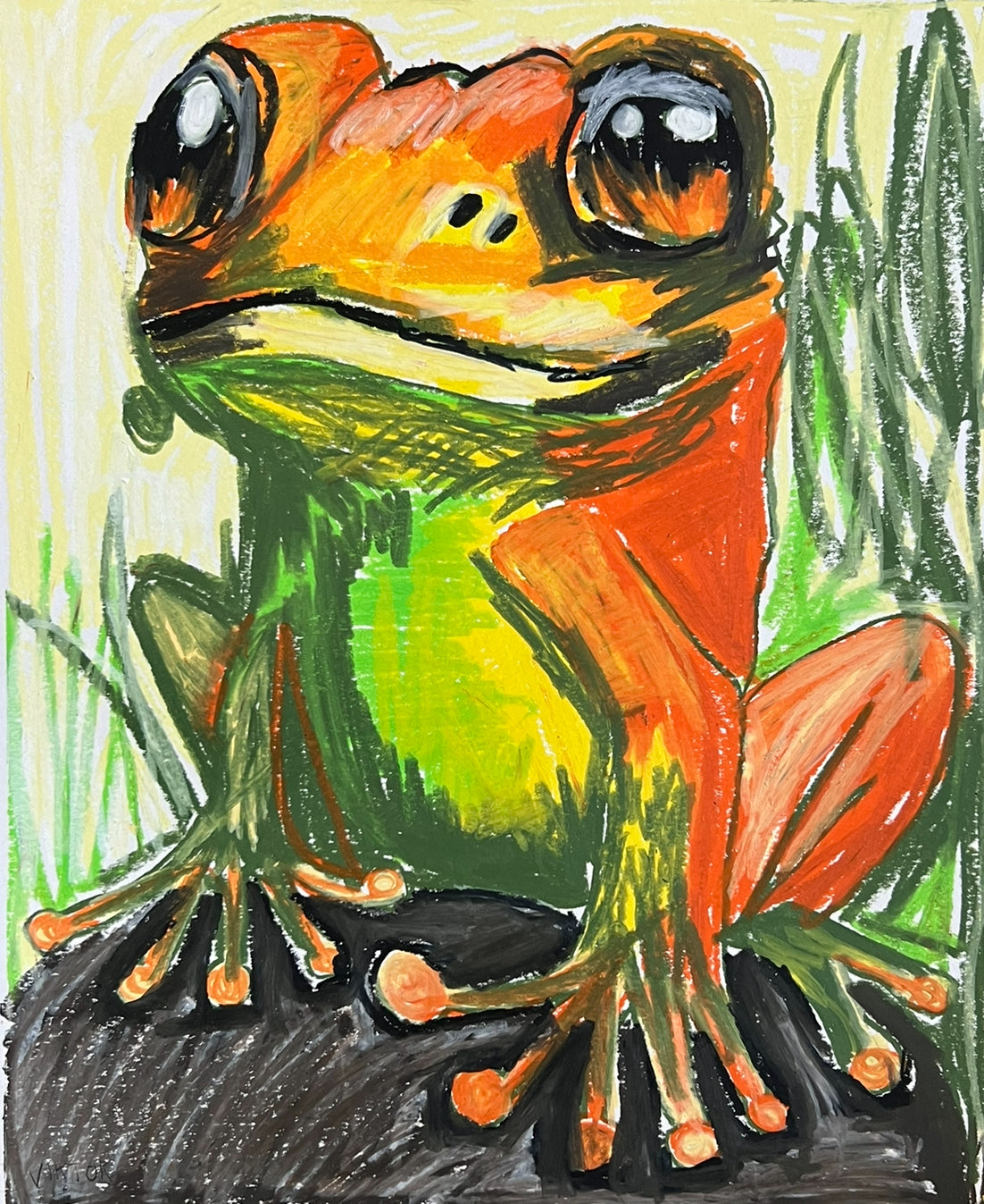 Colorful Frog Family - SET of 3 paper prints/canvas prints