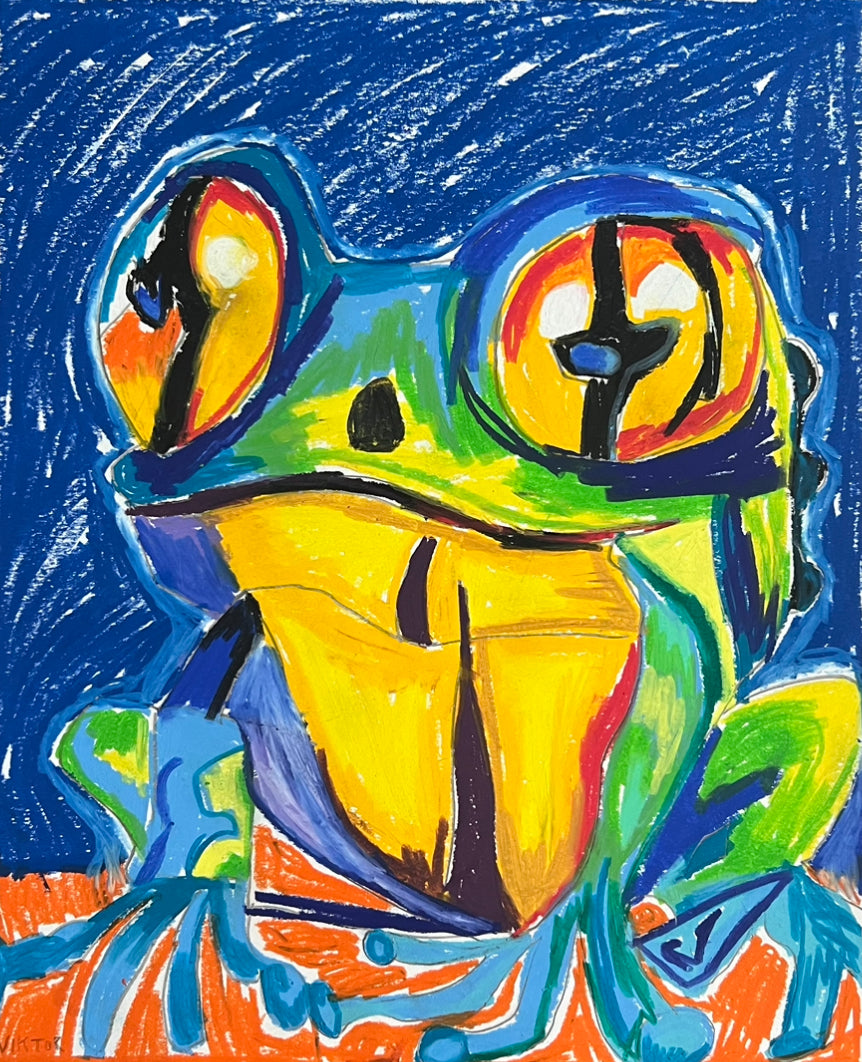 Colorful Frog Family - SET of 3 paper prints/canvas prints