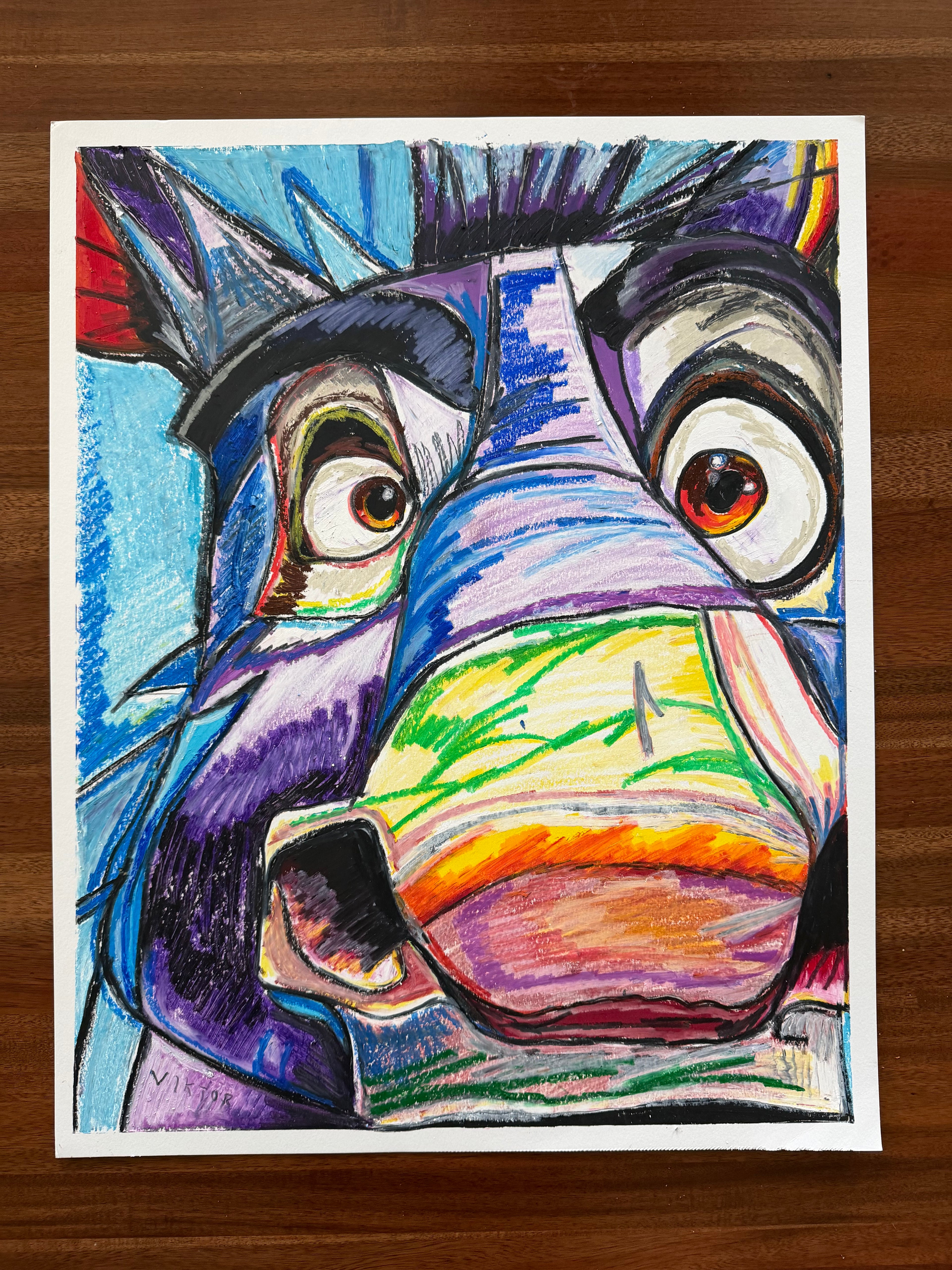 Donkey Delight - ORIGINAL OIL PASTEL ARTWORK - 19x24" (video attached)