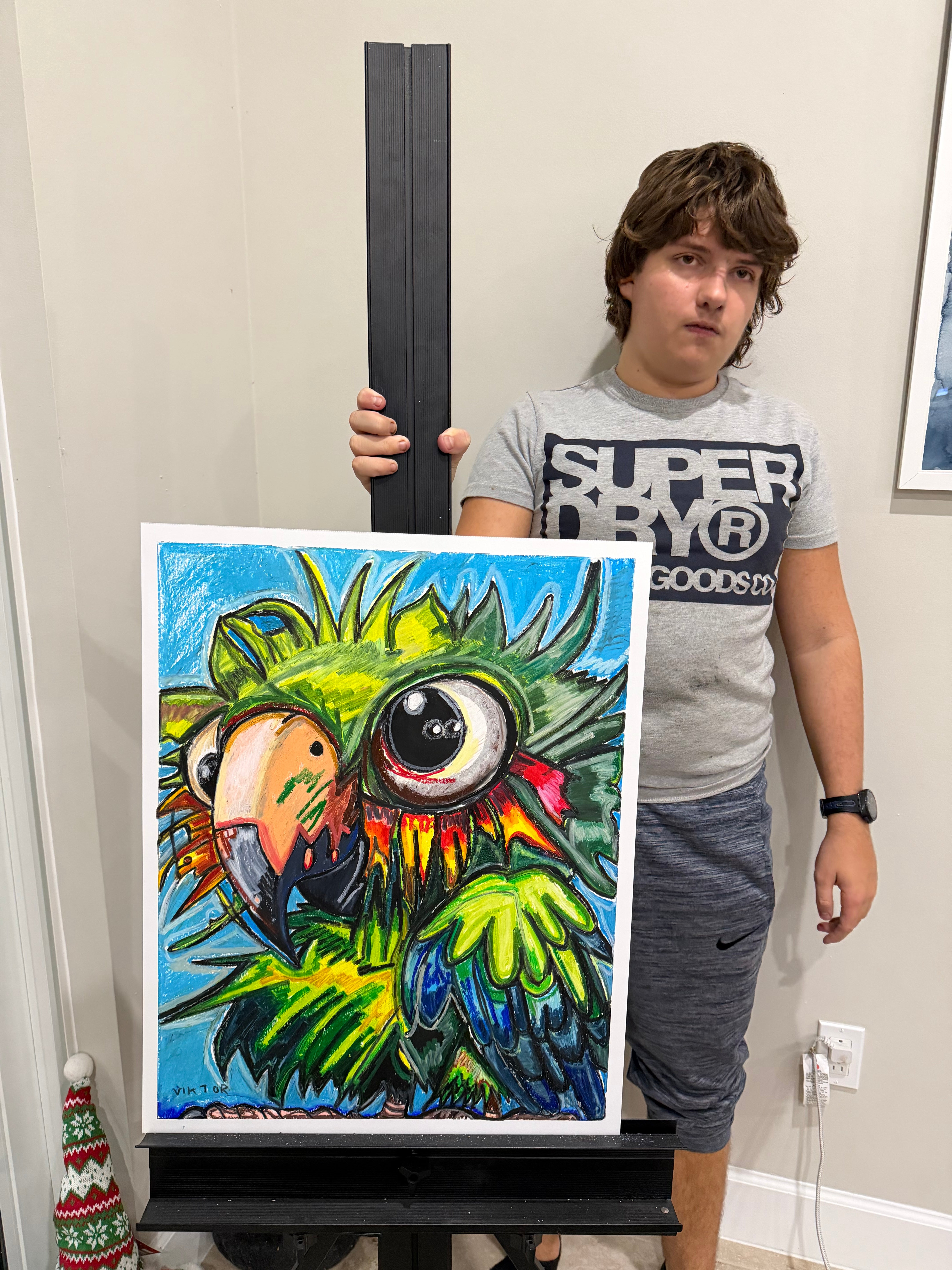 Feathered Frenzy - ORIGINAL OIL PASTEL ARTWORK - 19x24