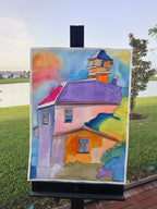 Watercolor Village - ORIGINAL Watercolor artwork 22x30”