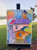 Watercolor Village - ORIGINAL Watercolor artwork 22x30”