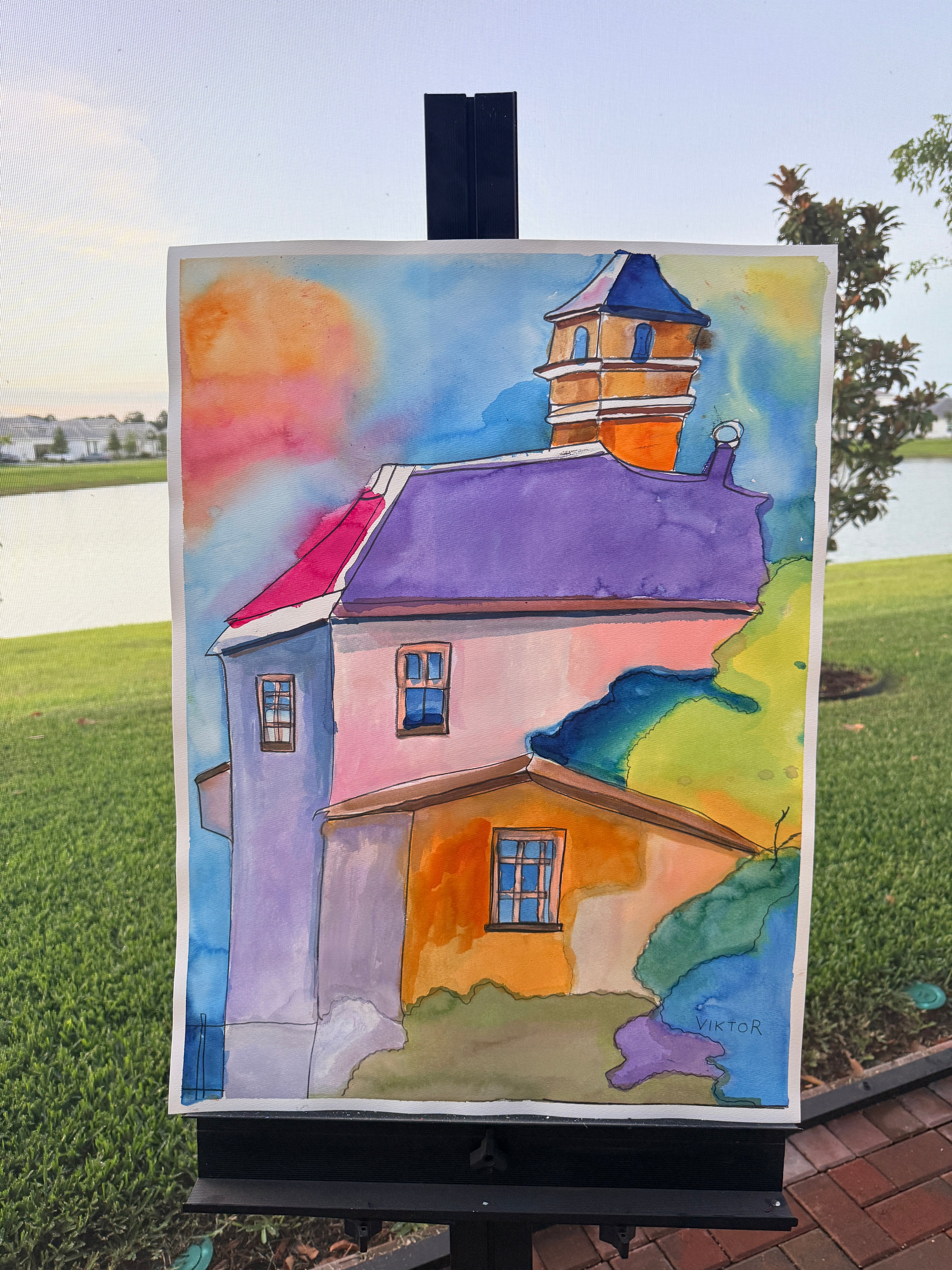 Watercolor Village - ORIGINAL Watercolor artwork 22x30”
