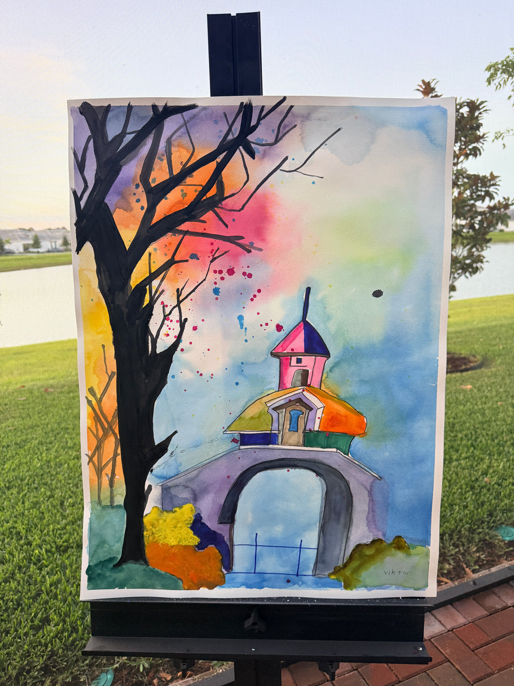 Watercolor Bridge - ORIGINAL Watercolor artwork 22x30”