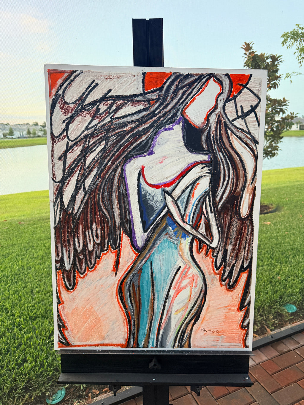 Angel's Whisper - ORIGINAL oil pastels artwork 22x30” (video attached)