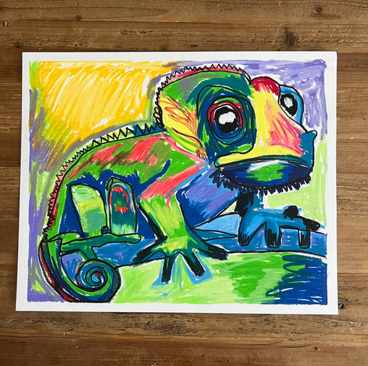 The Colorful Iguana  - ORIGINAL  14x17”