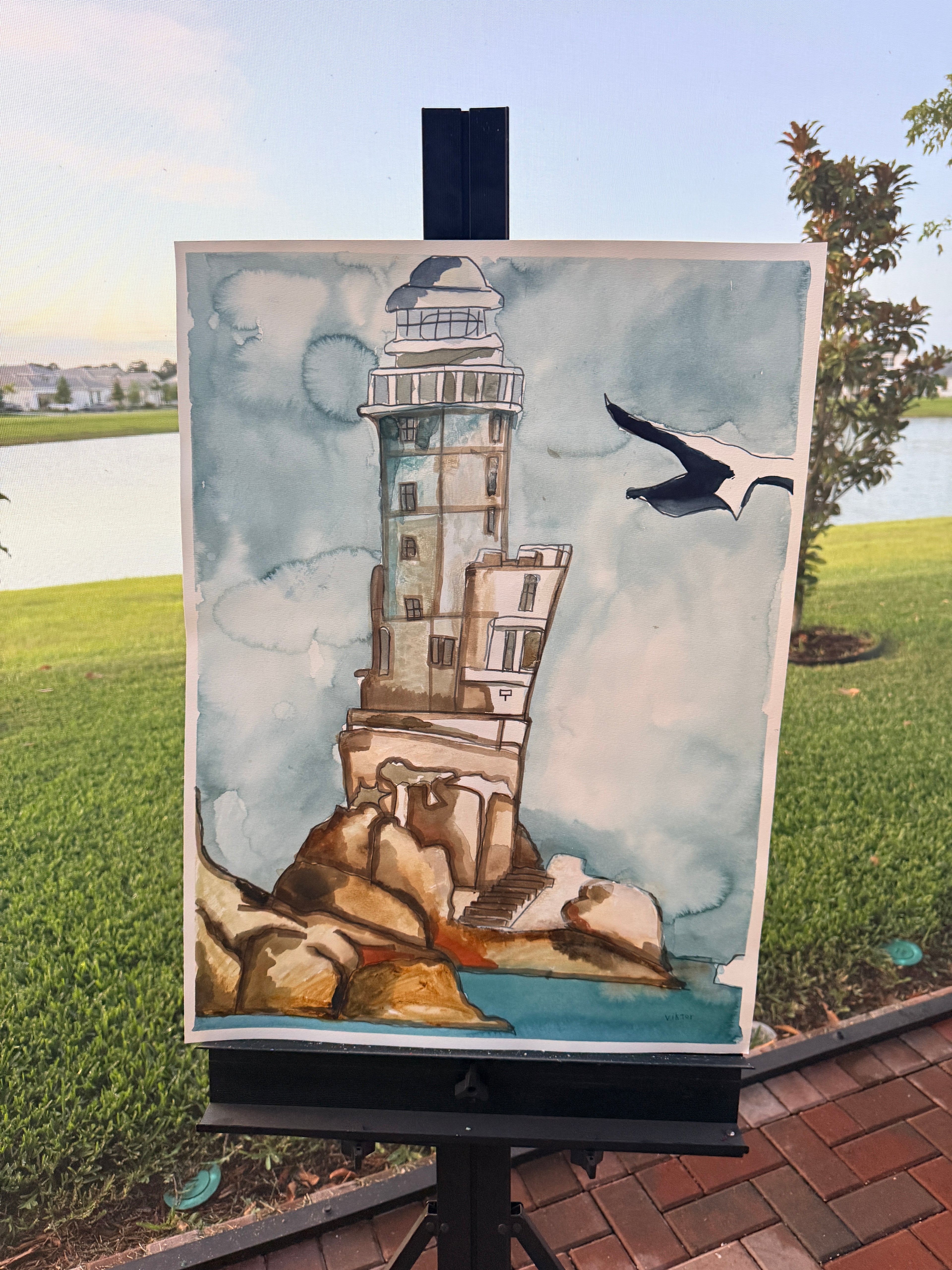 Sea Watch - ORIGINAL Watercolor artwork 22x30” (video attached)